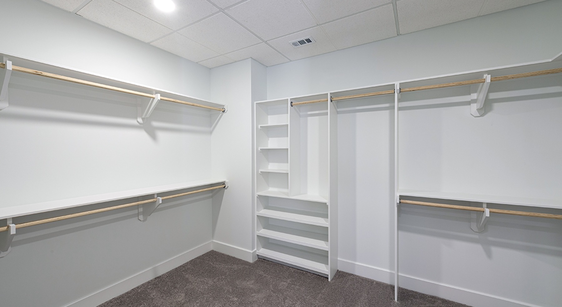 spacious closets with ample shelving