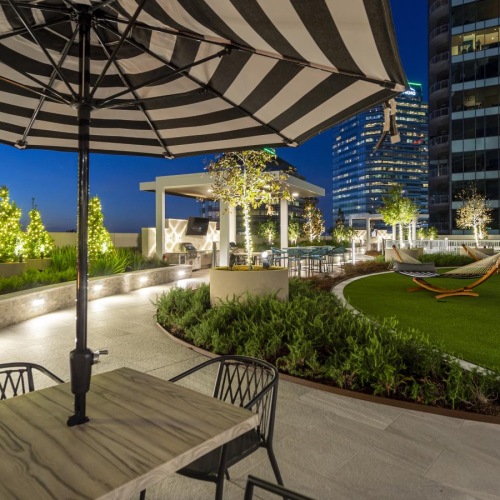 Find your perfect fit at Aspire Post Oak a table and chairs on a patio